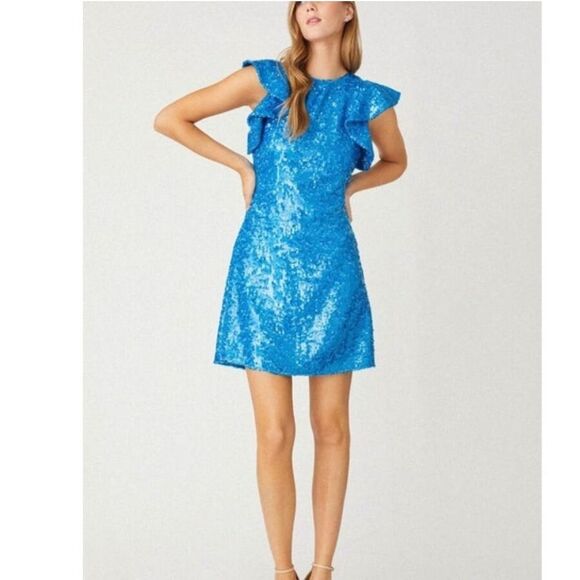 Shoshanna Dresses & Skirts - Shoshanna Midnight Sequin Teya Blue Mini Dress Size 12
